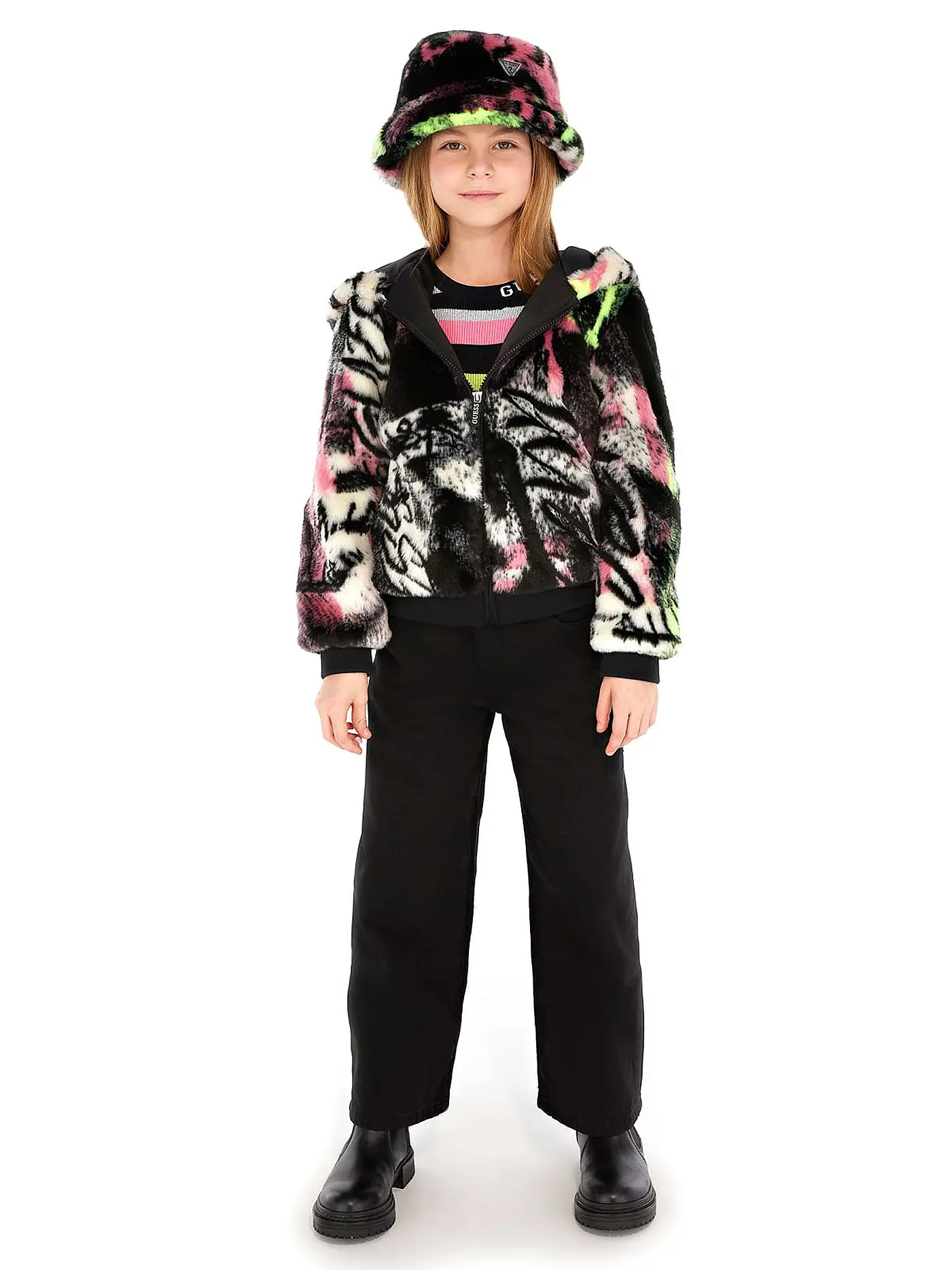 GUESS | Mädchen Jacke in Felloptik | 